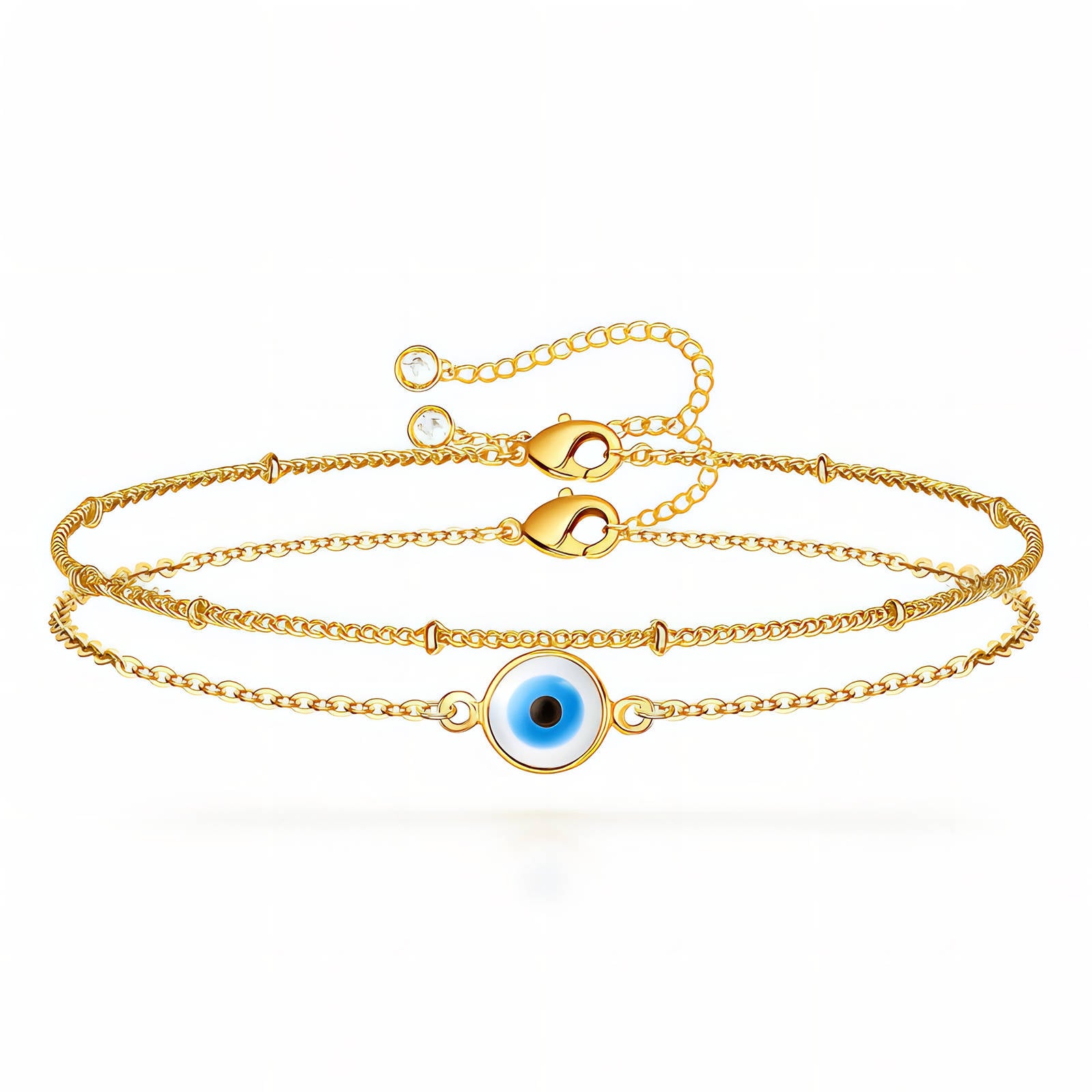 Evil Eye Bracelet, 18K Gold Plated Steel