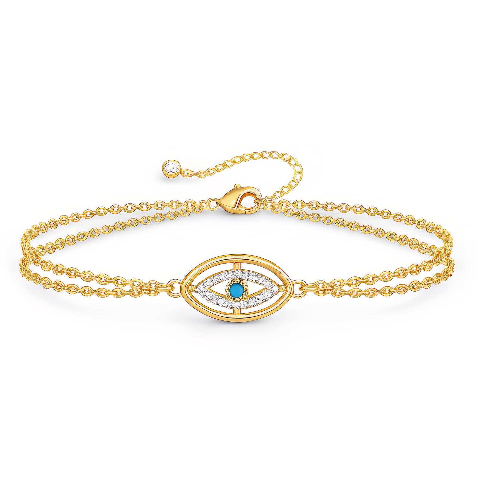 Evil Eye Bracelet, 18K Gold Plated Steel