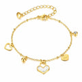 Hearts Bracelet, 18K Gold Plated Steel