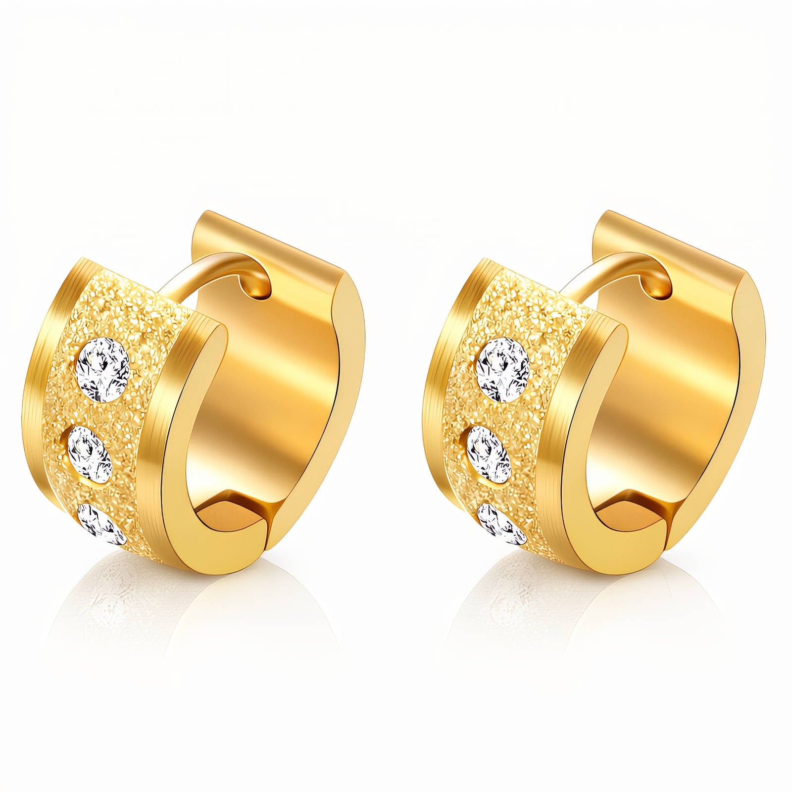 Earrings, 18K Gold Plated Steel