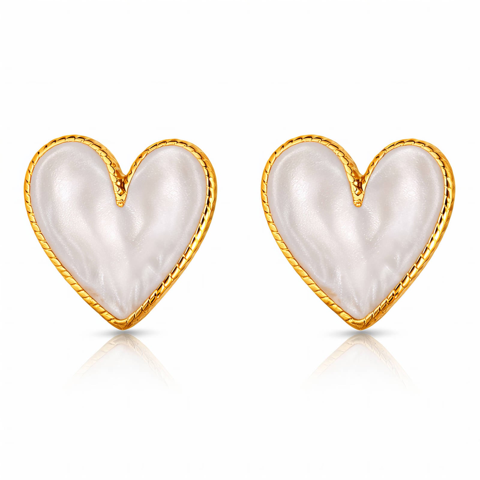 Hearts Earrings, 18K Gold Plated Steel
