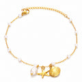 Starfish And Seashell Anklet, 18K Gold Plated Steel