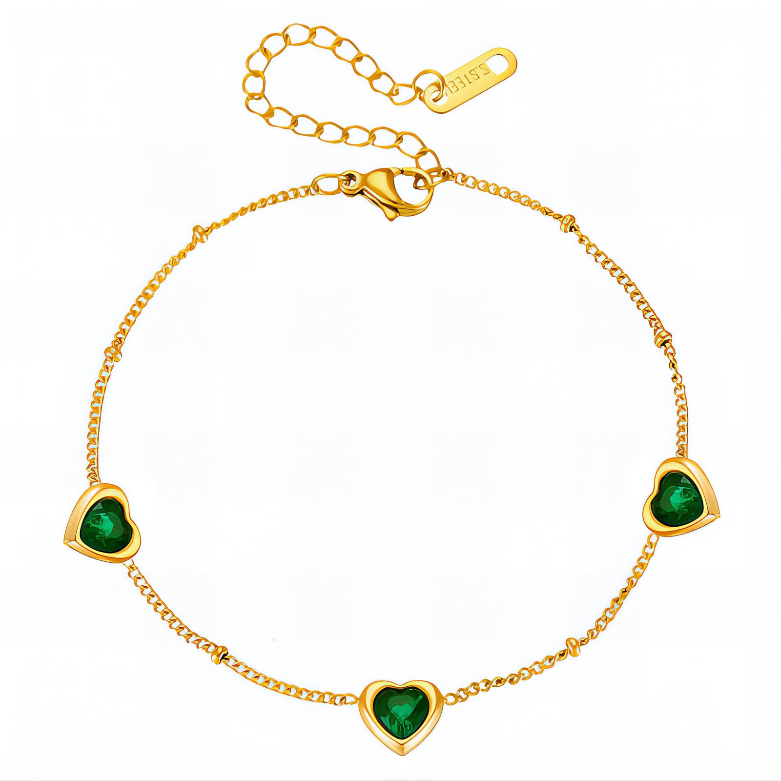Hearts Bracelet, 18K Gold Plated Steel