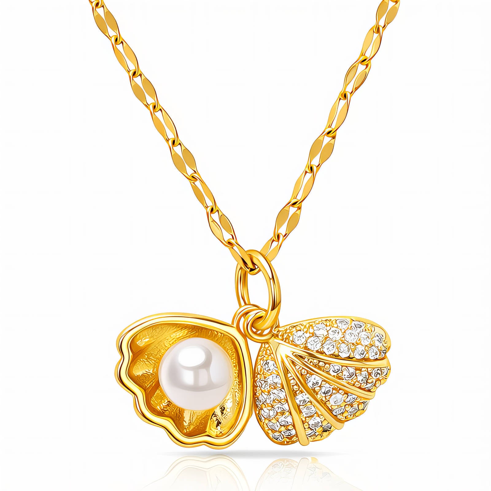 Seashell Necklace, 18K Gold Plated Steel