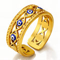 Evil Eye Ring, 18K Gold Plated Steel