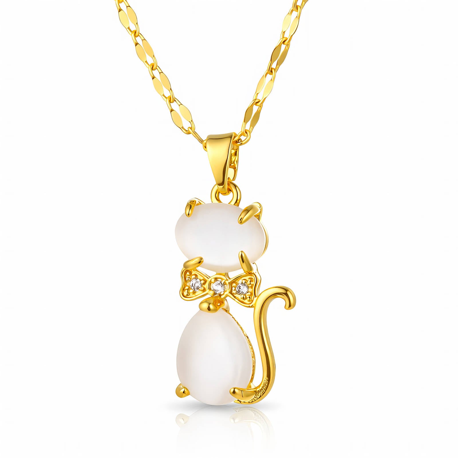 Cat Necklace, 18K Gold Plated Steel