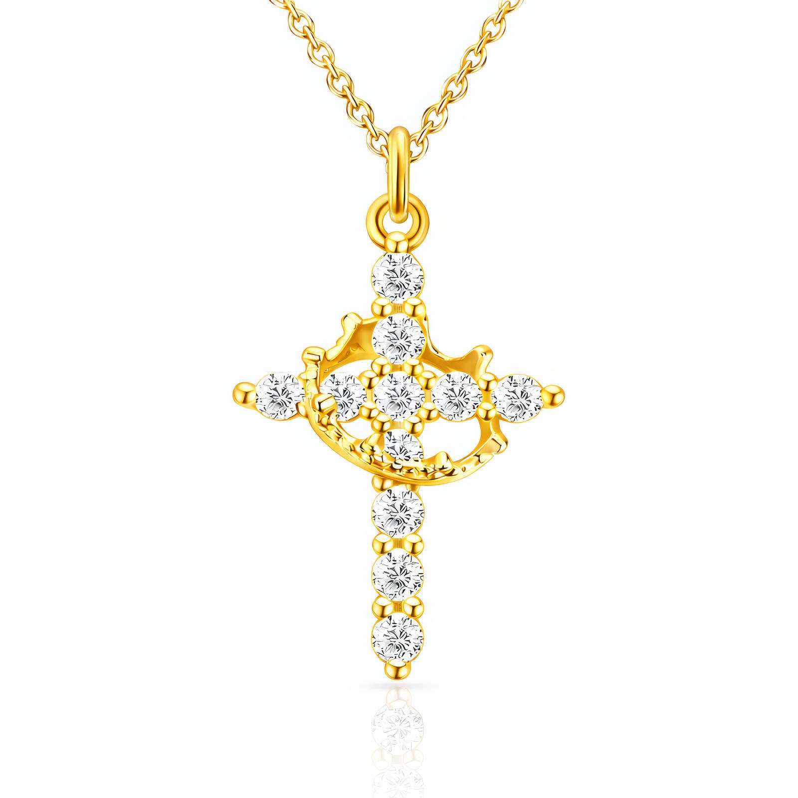Crosse Necklace, 18K Gold Plated Steel