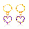 Hearts Earrings, 18K Gold Plated Steel