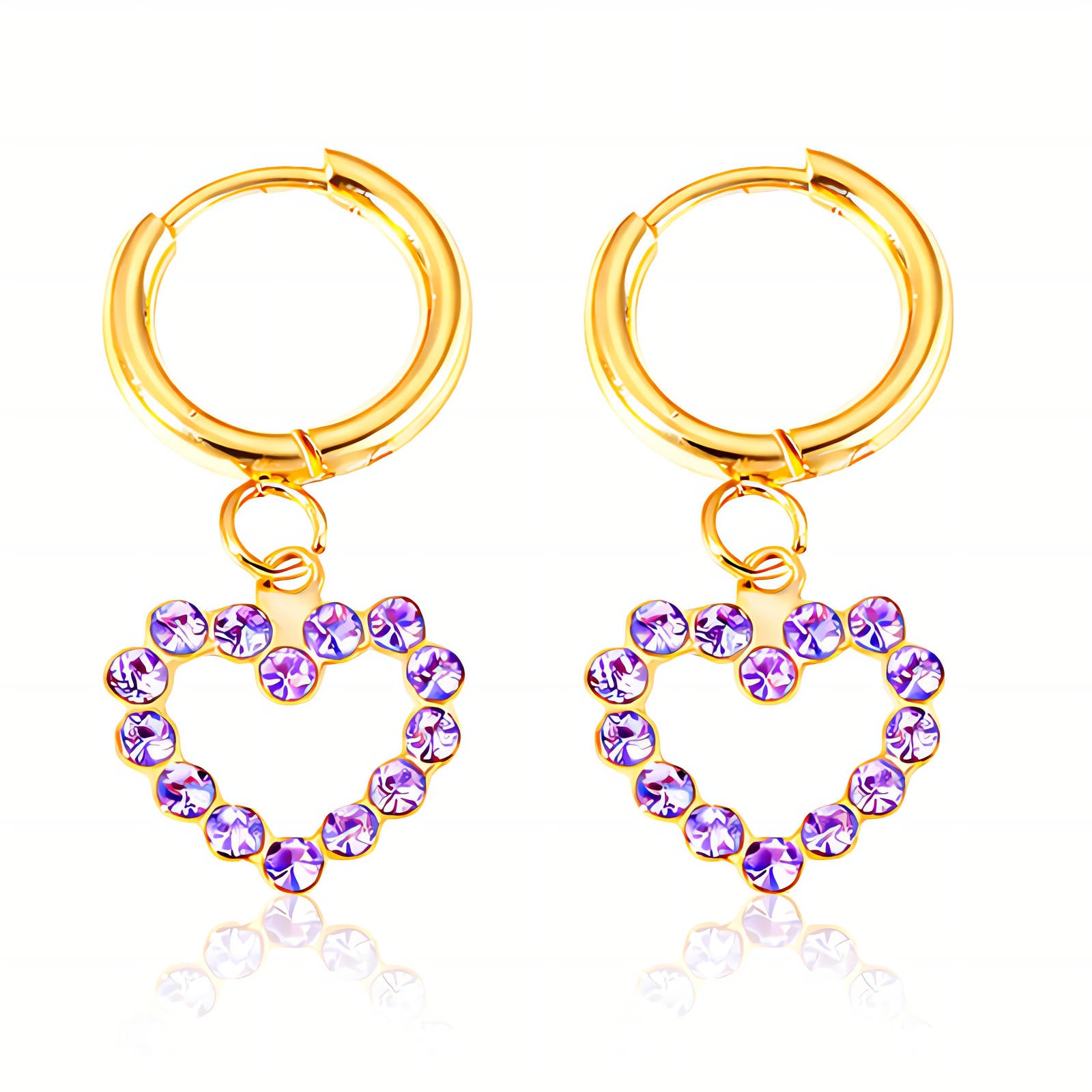 Hearts Earrings, 18K Gold Plated Steel